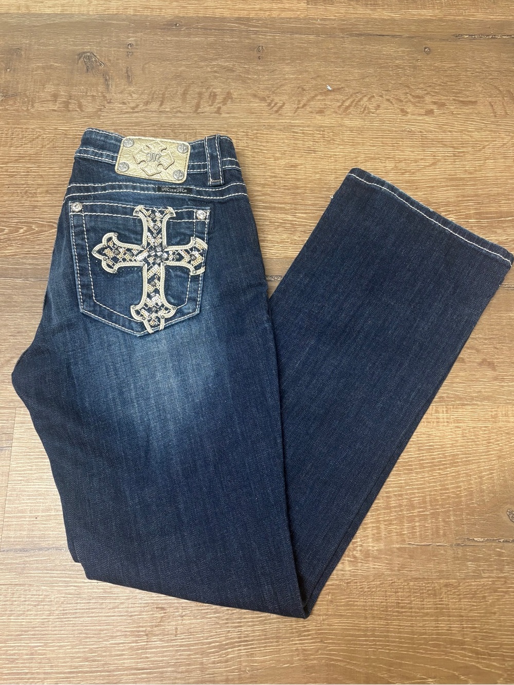 Miss Me Jeans with Embellished Cross Pockets Easy Boot Mid Rise Size 29